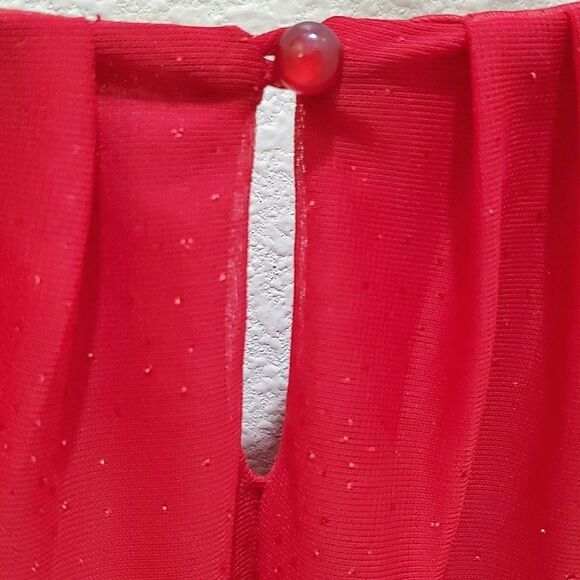 SARA MICHELLE BLOUSE, Sz S, RED SPARKLING, 3/4 SLEEVE, SCOOP NECK, POLYESTER - Picture 7 of 14